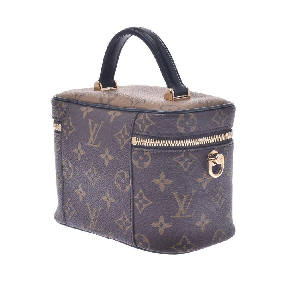 Louis Vuitton Reverse Monogram NV Bag Vanity Black Camel Handbag Tan Brown